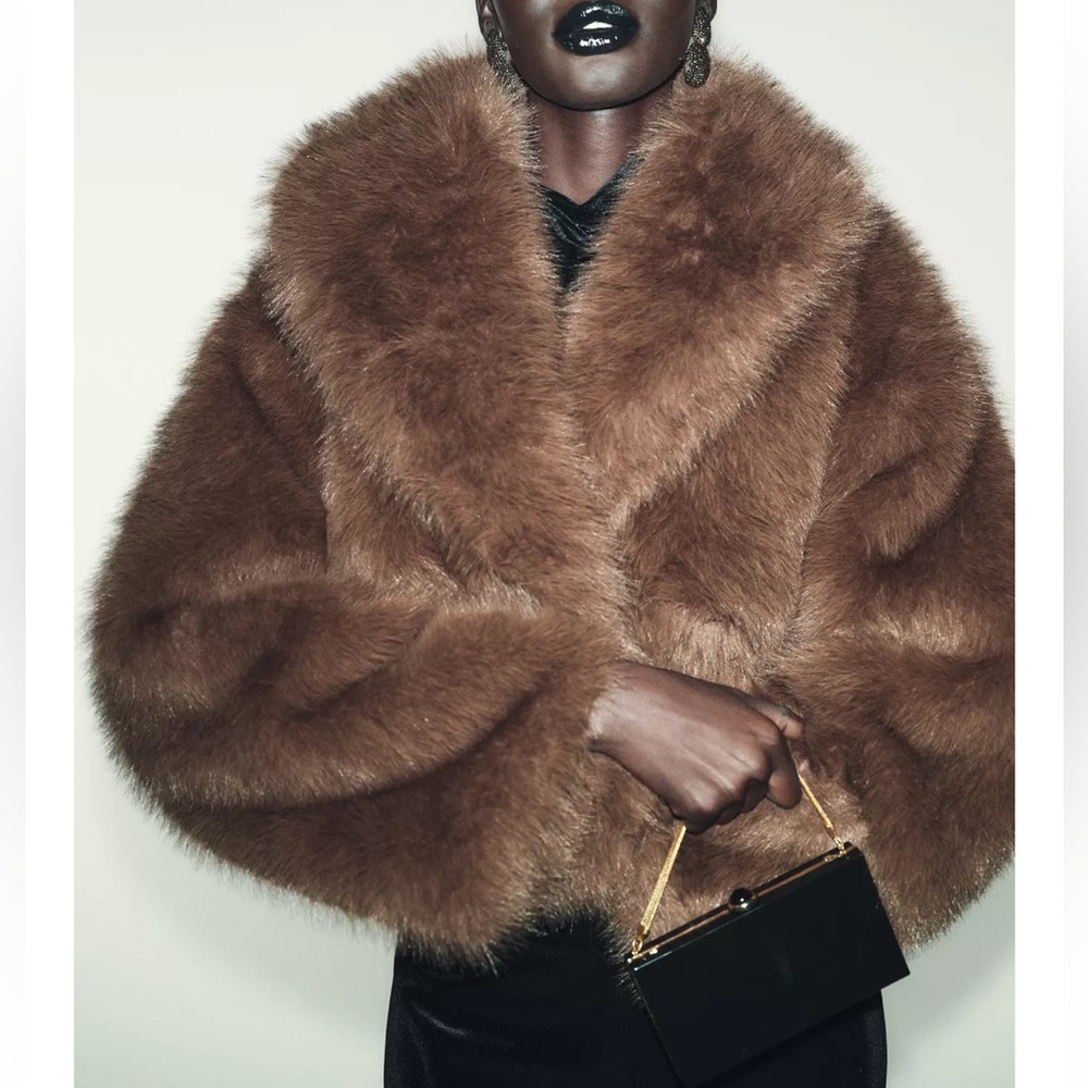 Zara Chocolate Faux Fur Coat